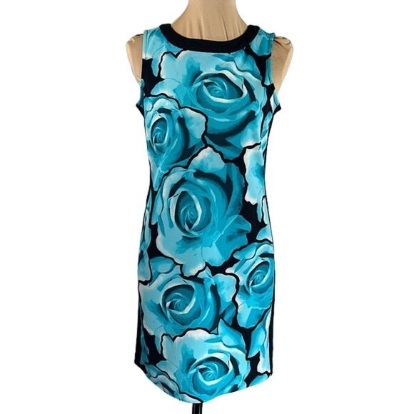 Worthington Sheath Dress Medium Blue Floral NWOT - Picture 2 of 14